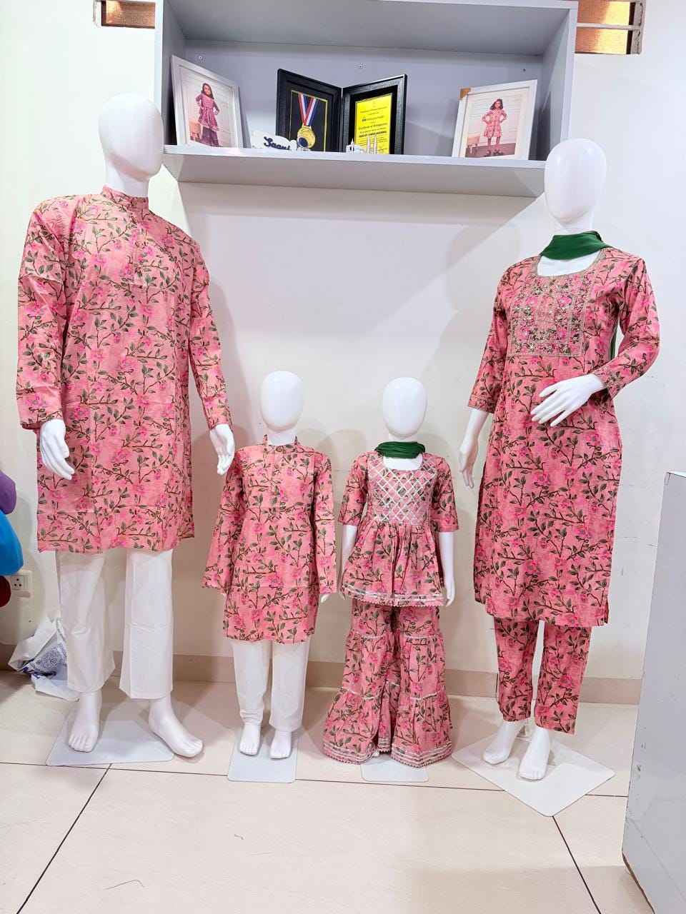 Pink Girls Indian Cotton Sharara Kurta Set, Toddler Salwar Suit