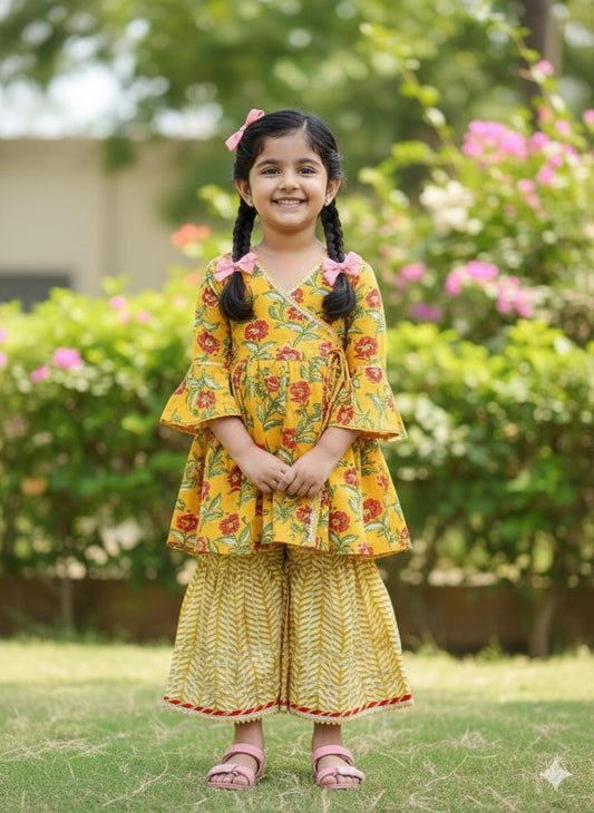 Indian Cotton Salwar Suit, Sharara Kurta Set, Baby Girl Dress