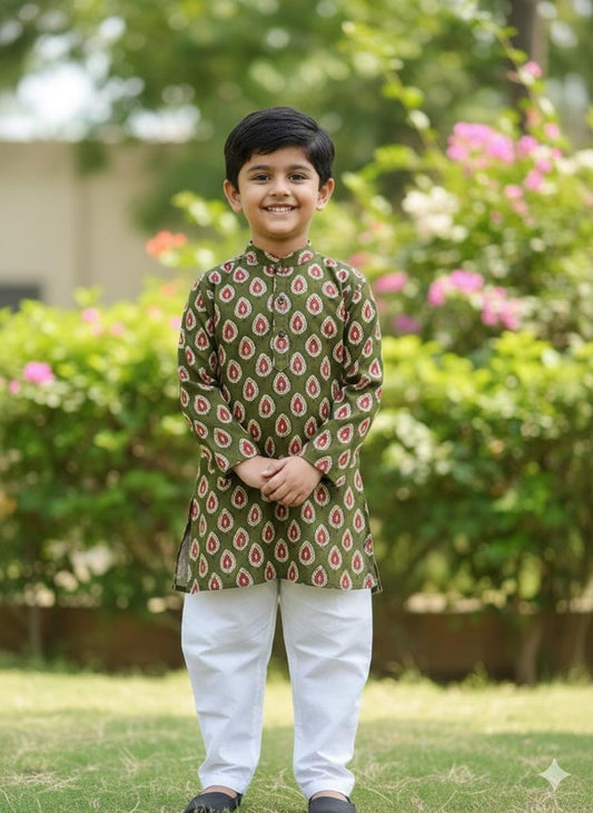 Boys' Cotton Kurta Set - Indian Ethnic Festival Wear