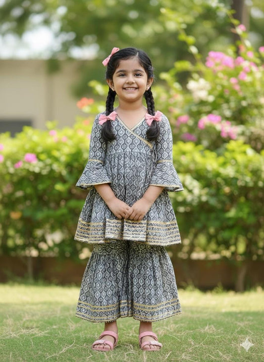 Cotton Sharara Salwar Suit, Indian Toddler Dress Set