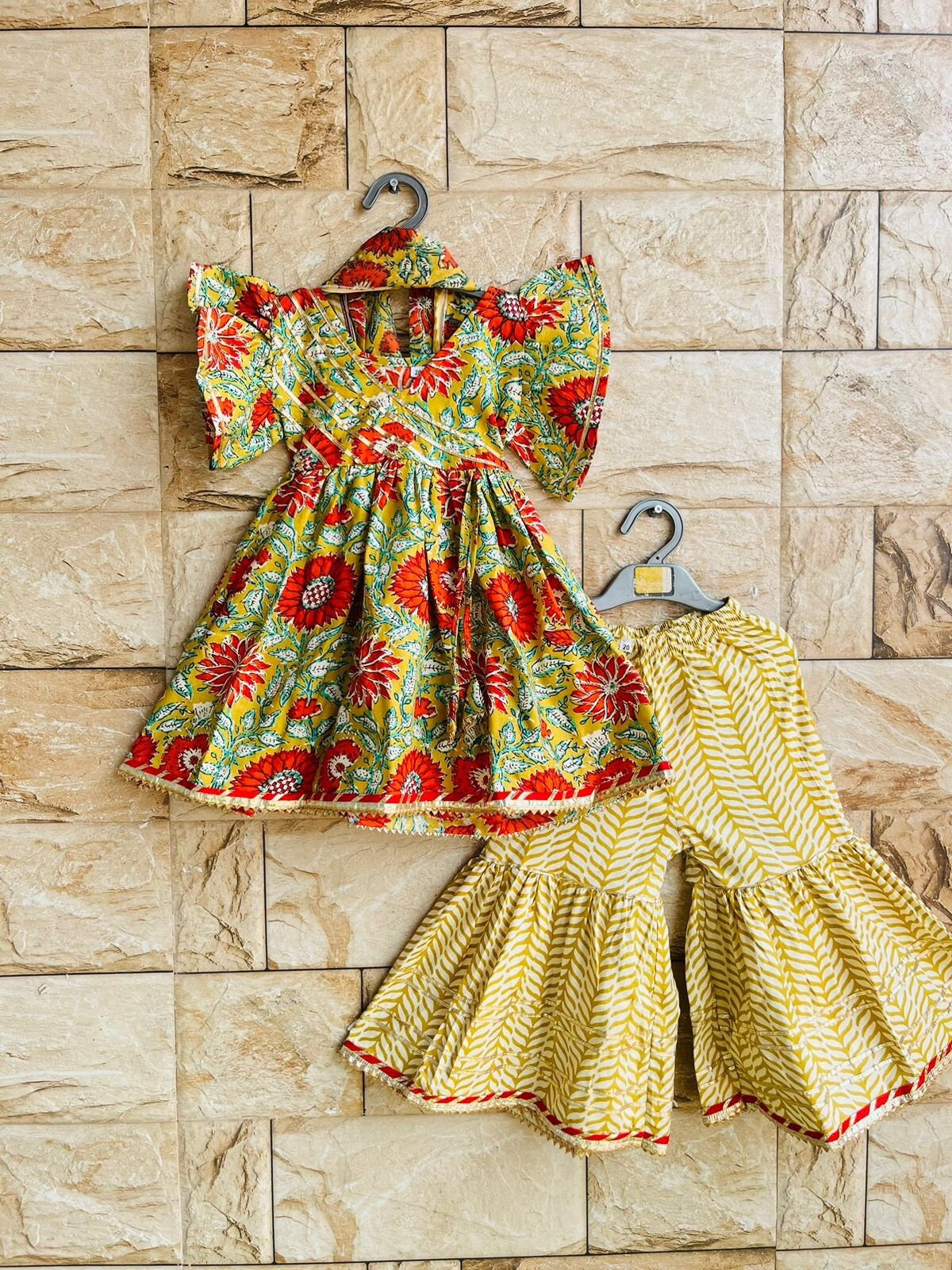 Indian Cotton Salwar Suit, Sharara Kurta Set, Baby Girl Dress