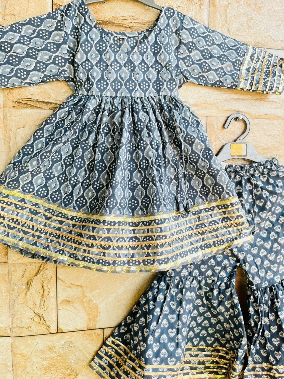 Cotton Sharara Salwar Suit, Indian Toddler Dress Set